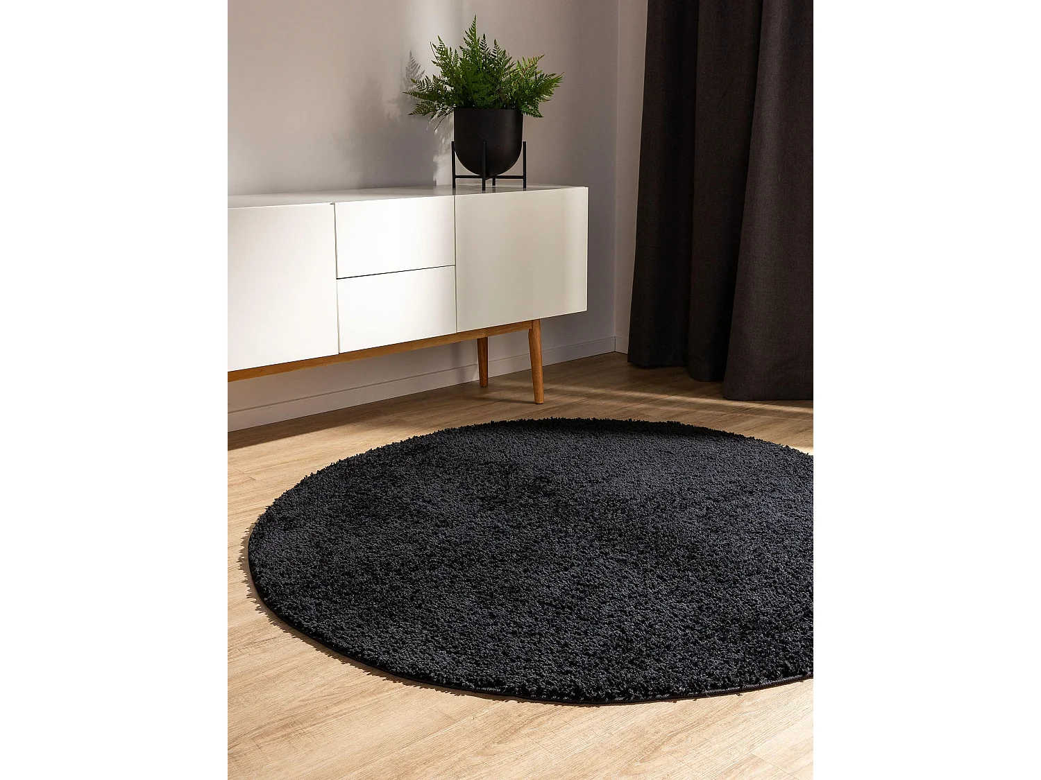 Tapis à poils longs Soho Noir ø 120 cm rond