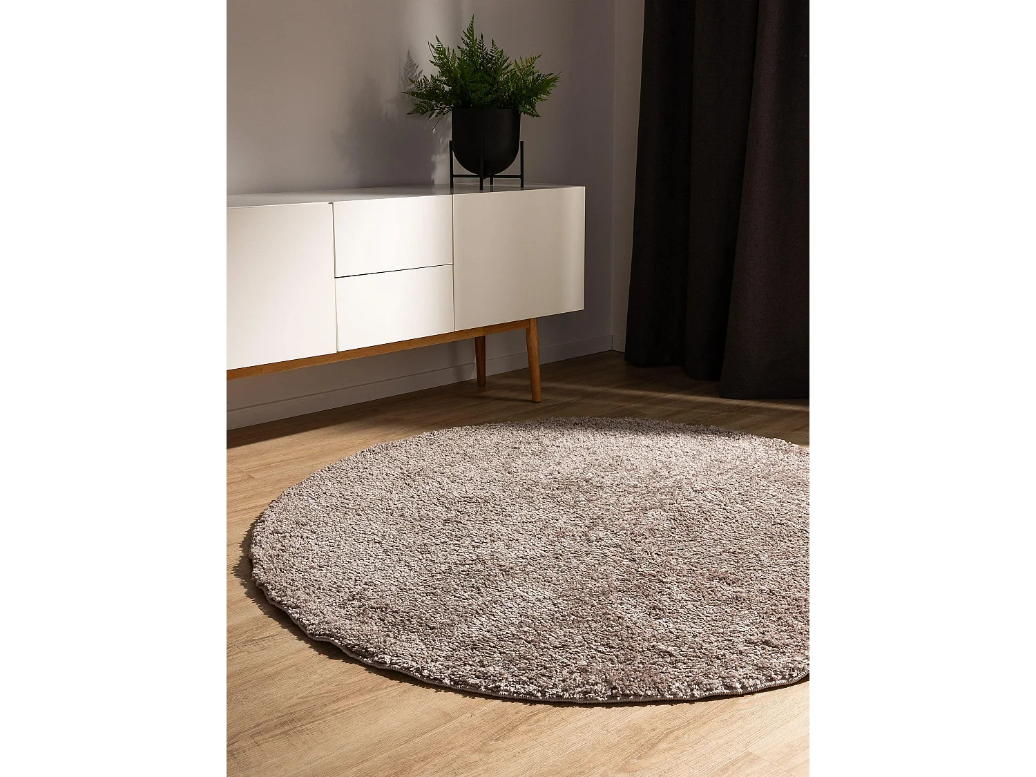 Tapis à poils longs Soho Taupe ø 80 cm rond