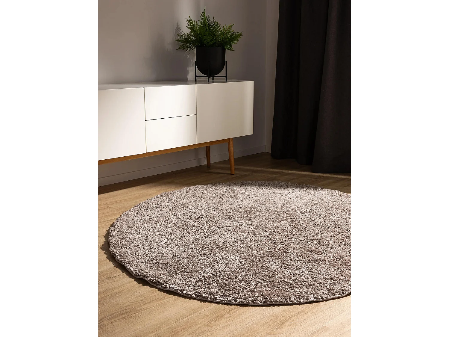Tapis à poils longs Soho Taupe ø 120 cm rond
