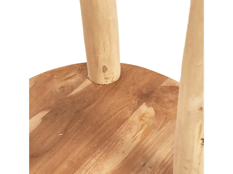 Porte-manteau 190 cm 4 accroches socle rond en bois teck clair – RAVI