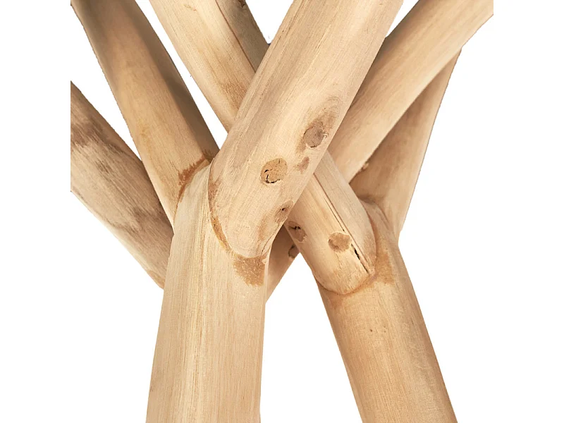 Porte-manteau 190 cm 4 accroches socle rond en bois teck clair – RAVI