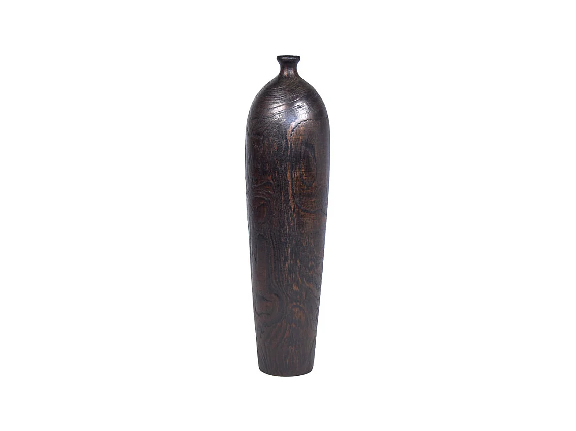 Vase décoratif 29 cm racine de bois de teck finition noire - GABRIELA