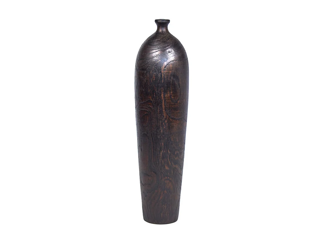 Vase décoratif 29 cm racine de bois de teck finition noire - GABRIELA