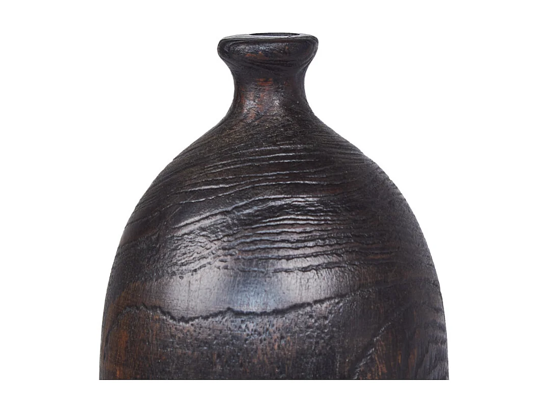 Vase décoratif 29 cm racine de bois de teck finition noire - GABRIELA