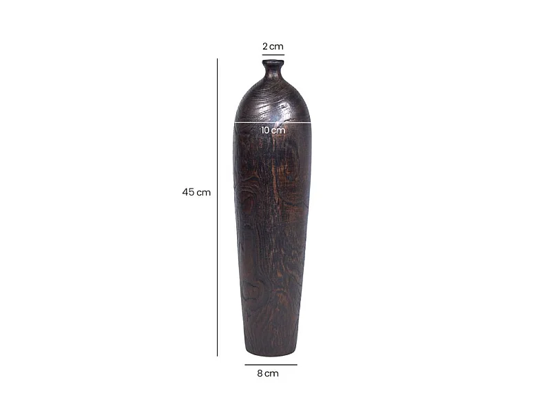 Vase décoratif 45 cm racine de bois de teck finition noire - GABRIELA