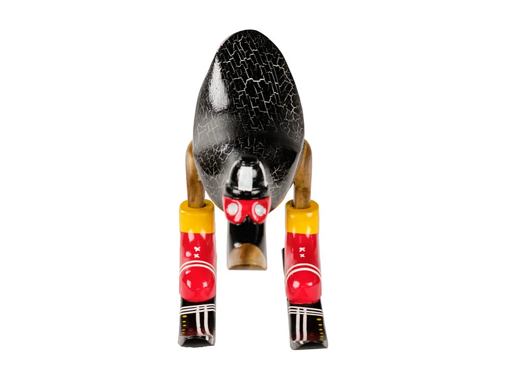 Statuette décorative 18 cm canard skieur noir en bois de teck – DONNY