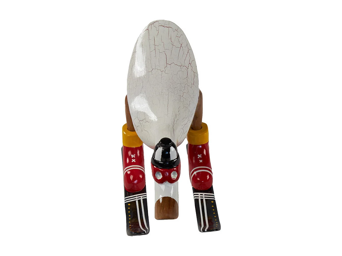 Statuette décorative 18 cm canard skieur blanc bois de teck – DONNY
