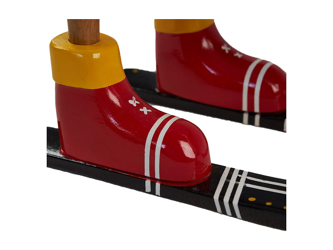 Statuette décorative 18 cm canard skieur blanc bois de teck – DONNY