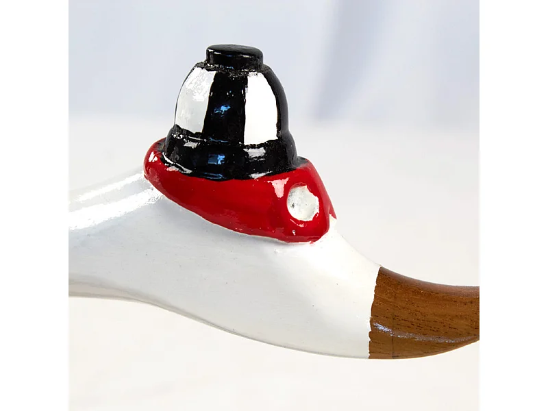 Statuette décorative 18 cm canard skieur blanc bois de teck – DONNY