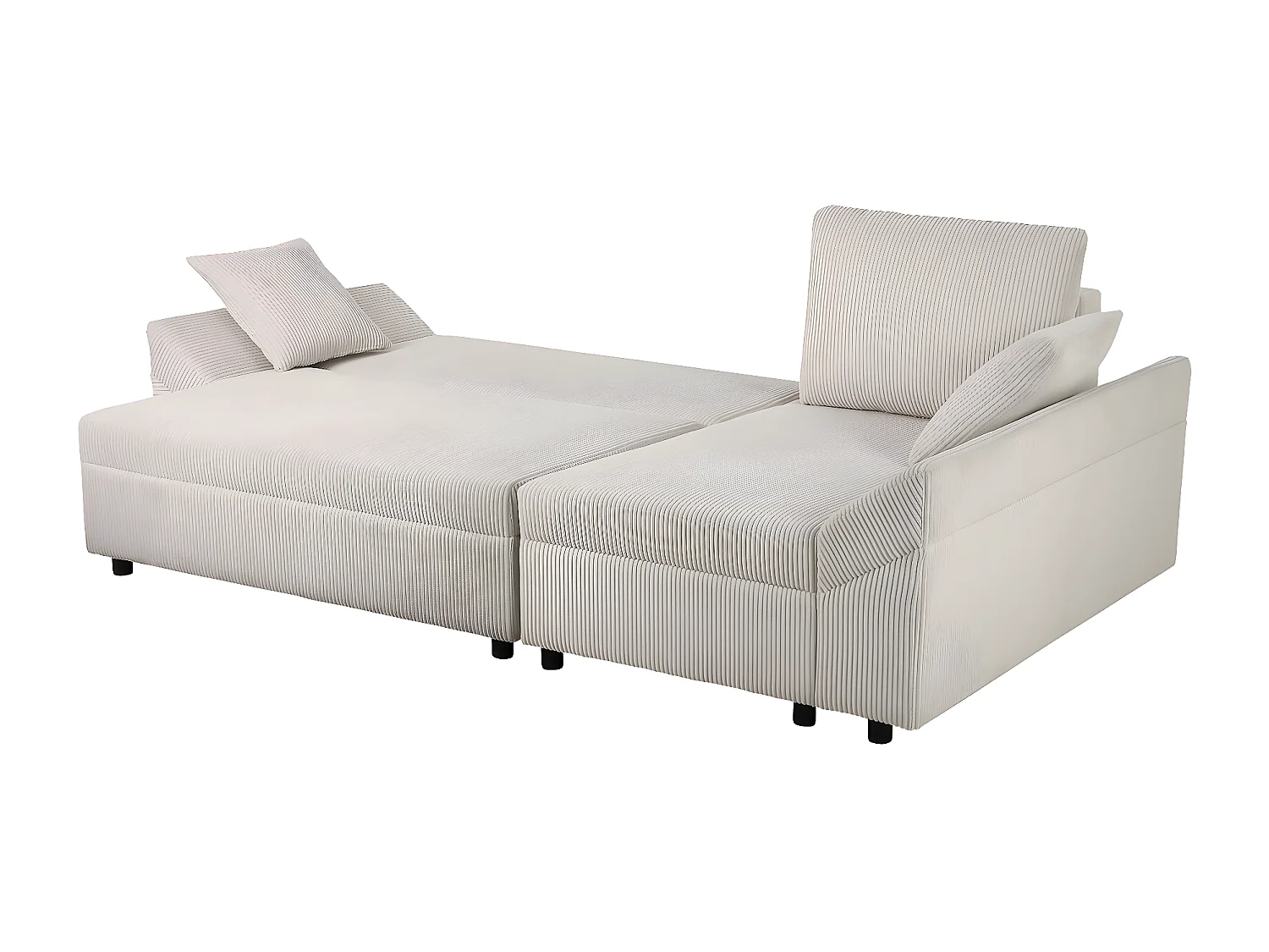 Canapé d'angle en velours côtelé  "Vaugirard II" - 3 places - Beige