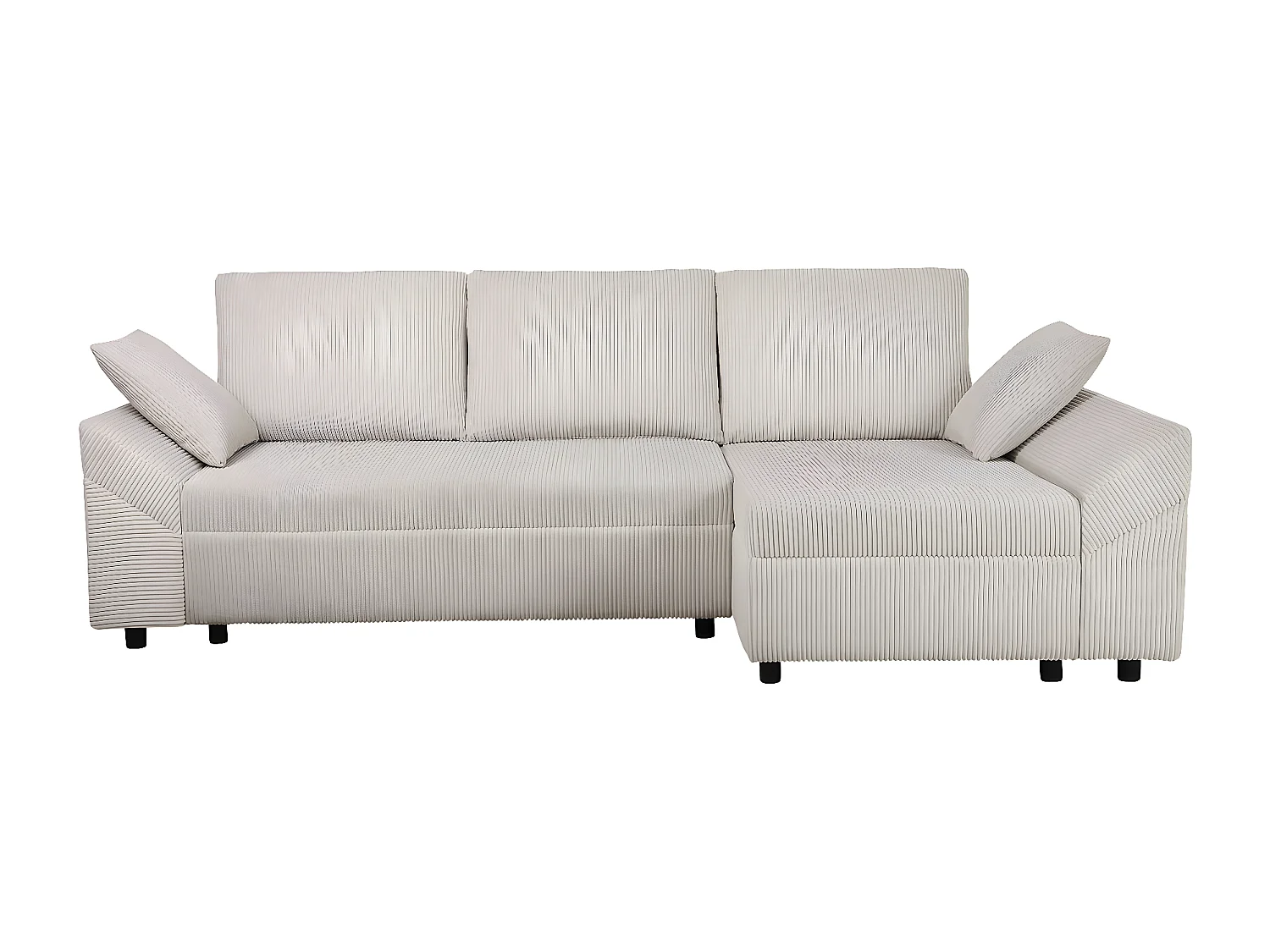 Canapé d'angle en velours côtelé  "Vaugirard II" - 3 places - Beige