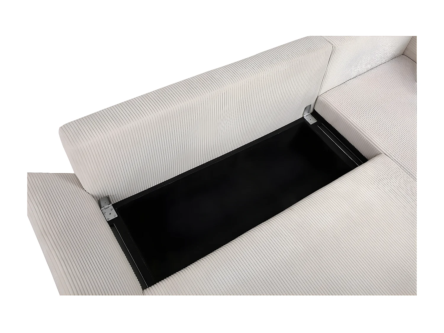 Canapé d'angle en velours côtelé  "Vaugirard II" - 3 places - Beige