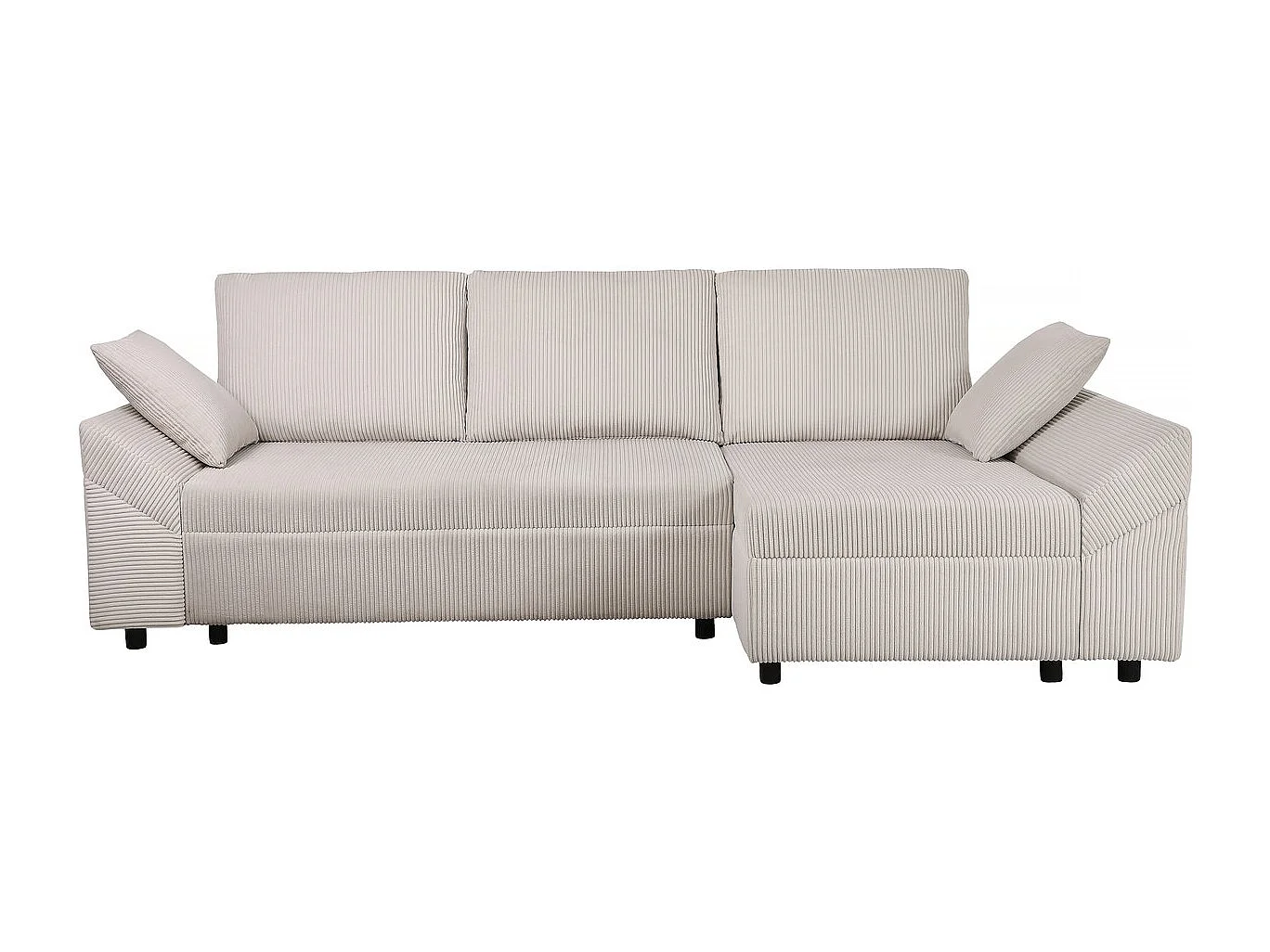 Canapé d'angle en velours côtelé  "Vaugirard II" - 3 places - Beige
