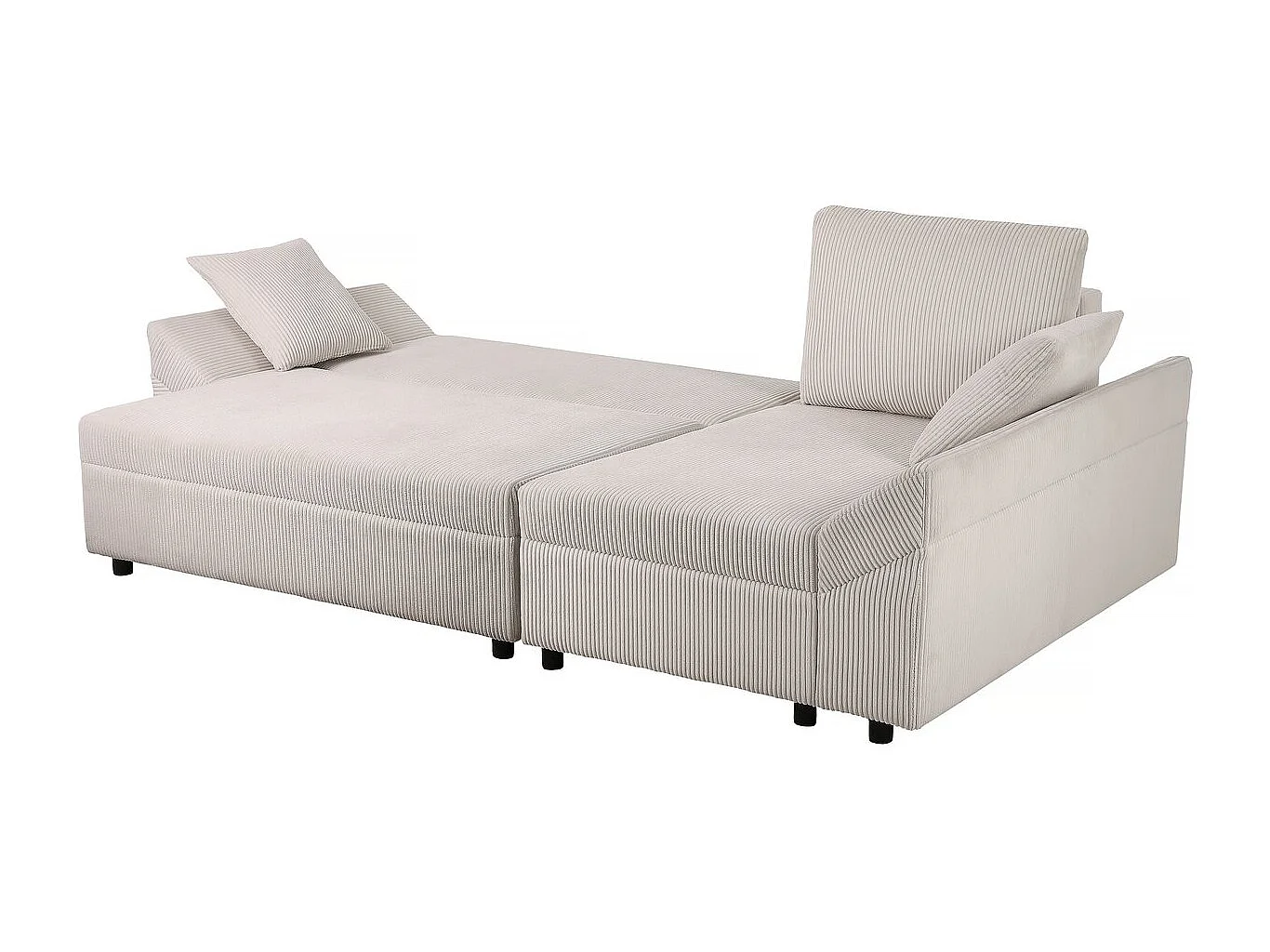 Canapé d'angle en velours côtelé  "Vaugirard II" - 3 places - Beige