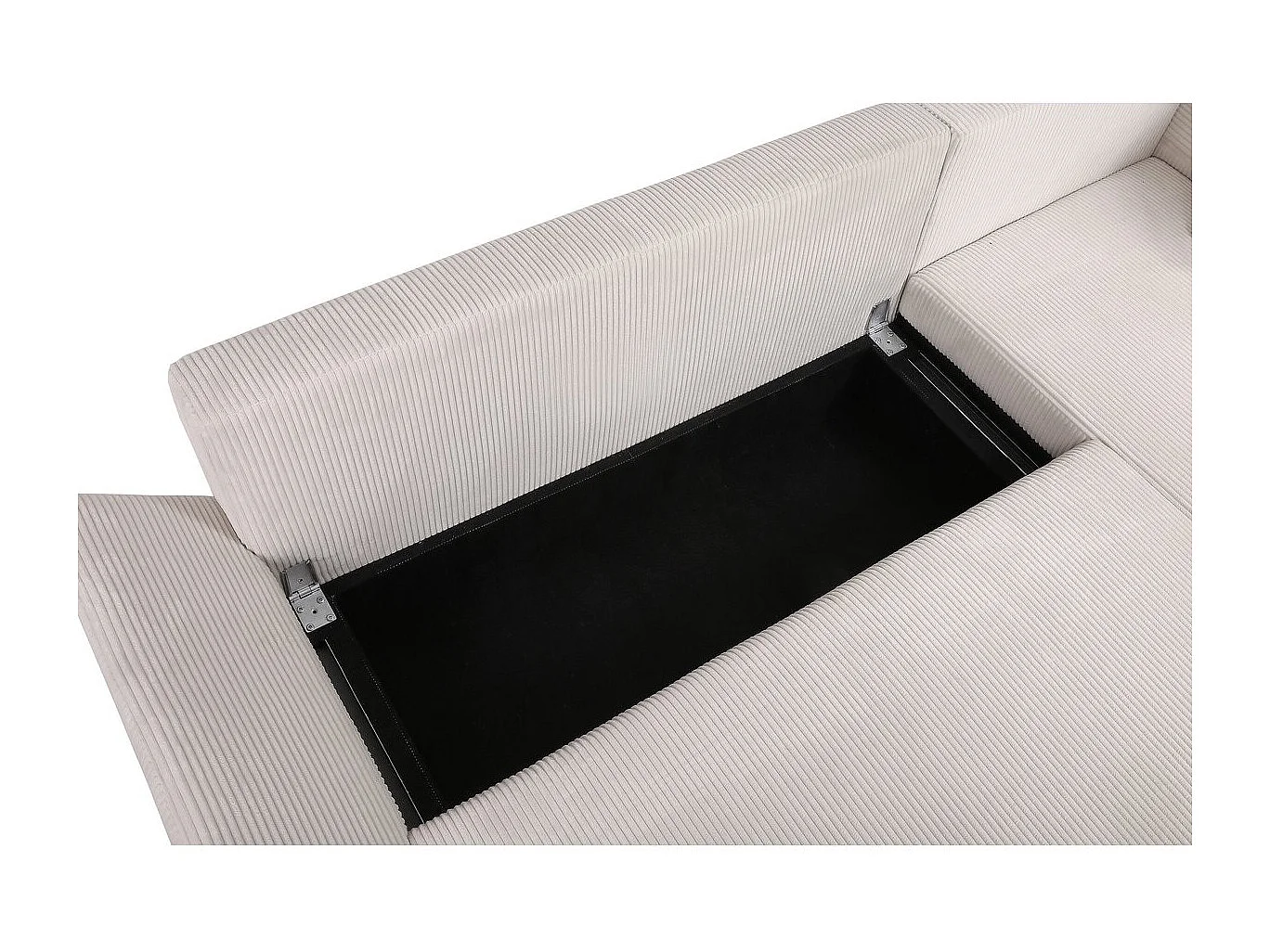 Canapé d'angle en velours côtelé  "Vaugirard II" - 3 places - Beige