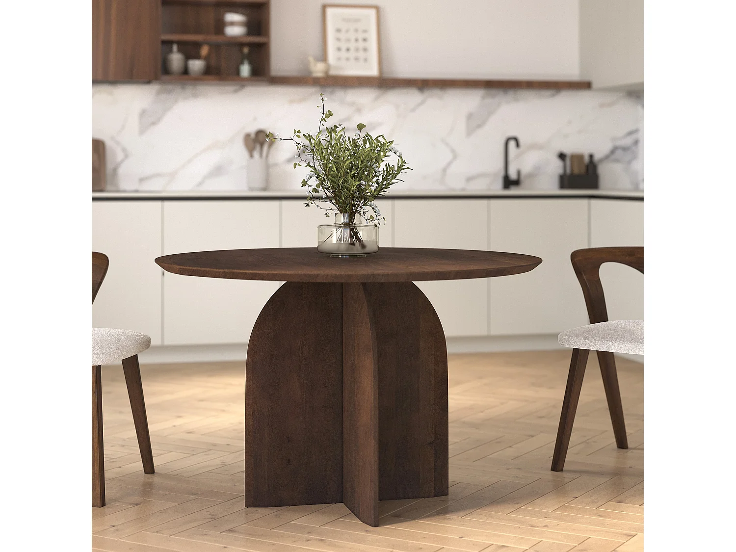 Table ronde en bois de manguier 4 places - Caïpi