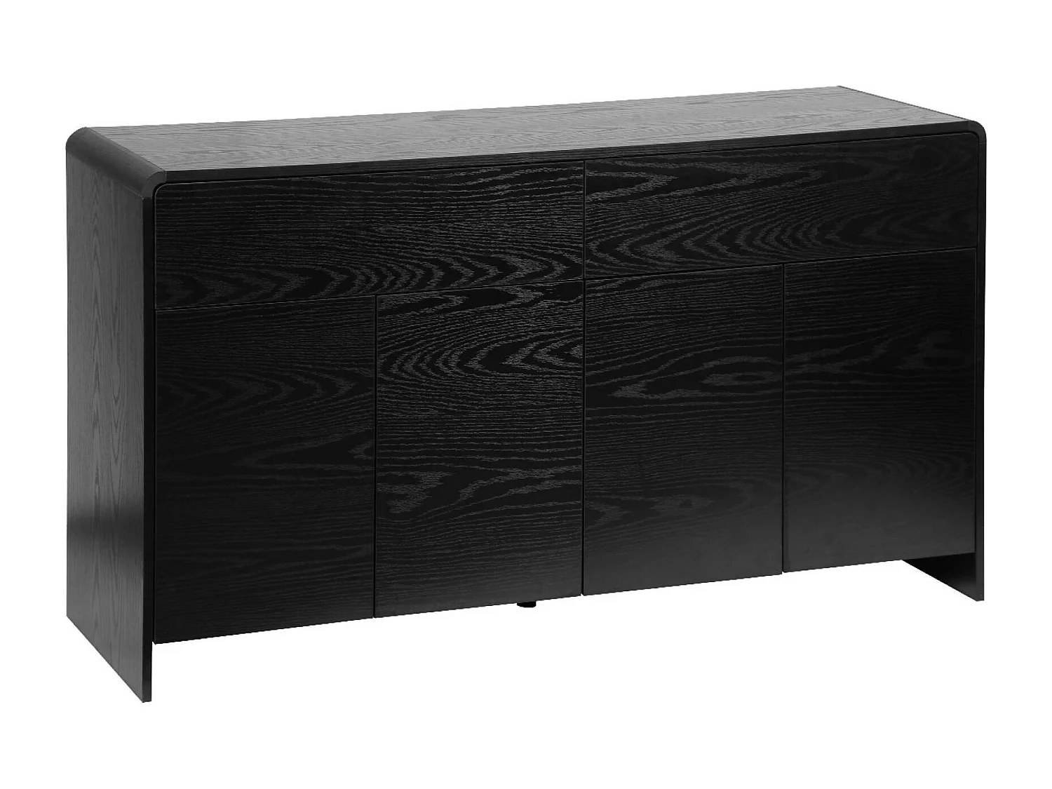 Buffet de rangement. buffet bas. 2 tiroirs 4 portes effet bois noir arrondi