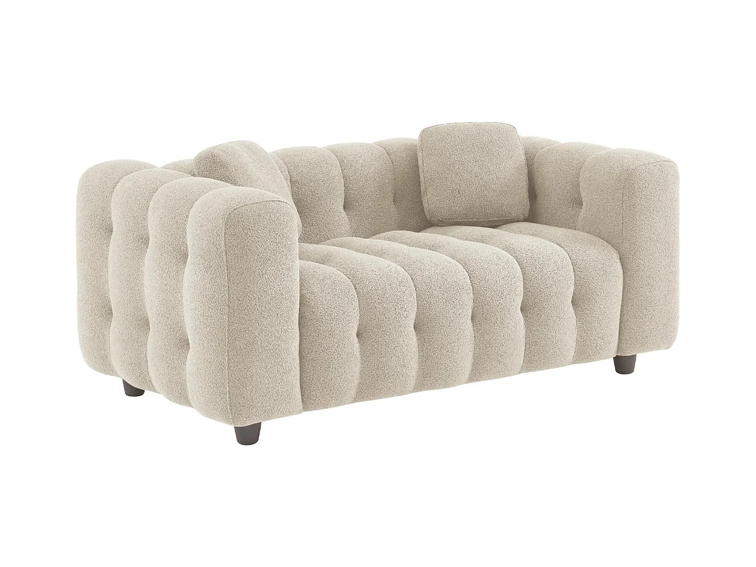 Divano a 2 posti, rivestito in tessuto bouclé testurizzato, beige