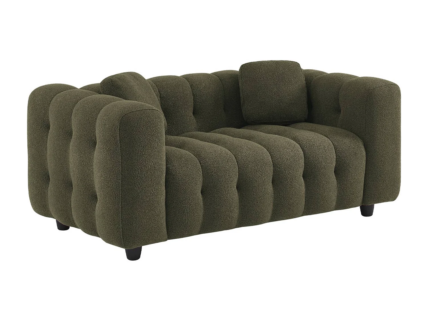 Sofá de 2 plazas, tapizado en borreguito kaki oscuro