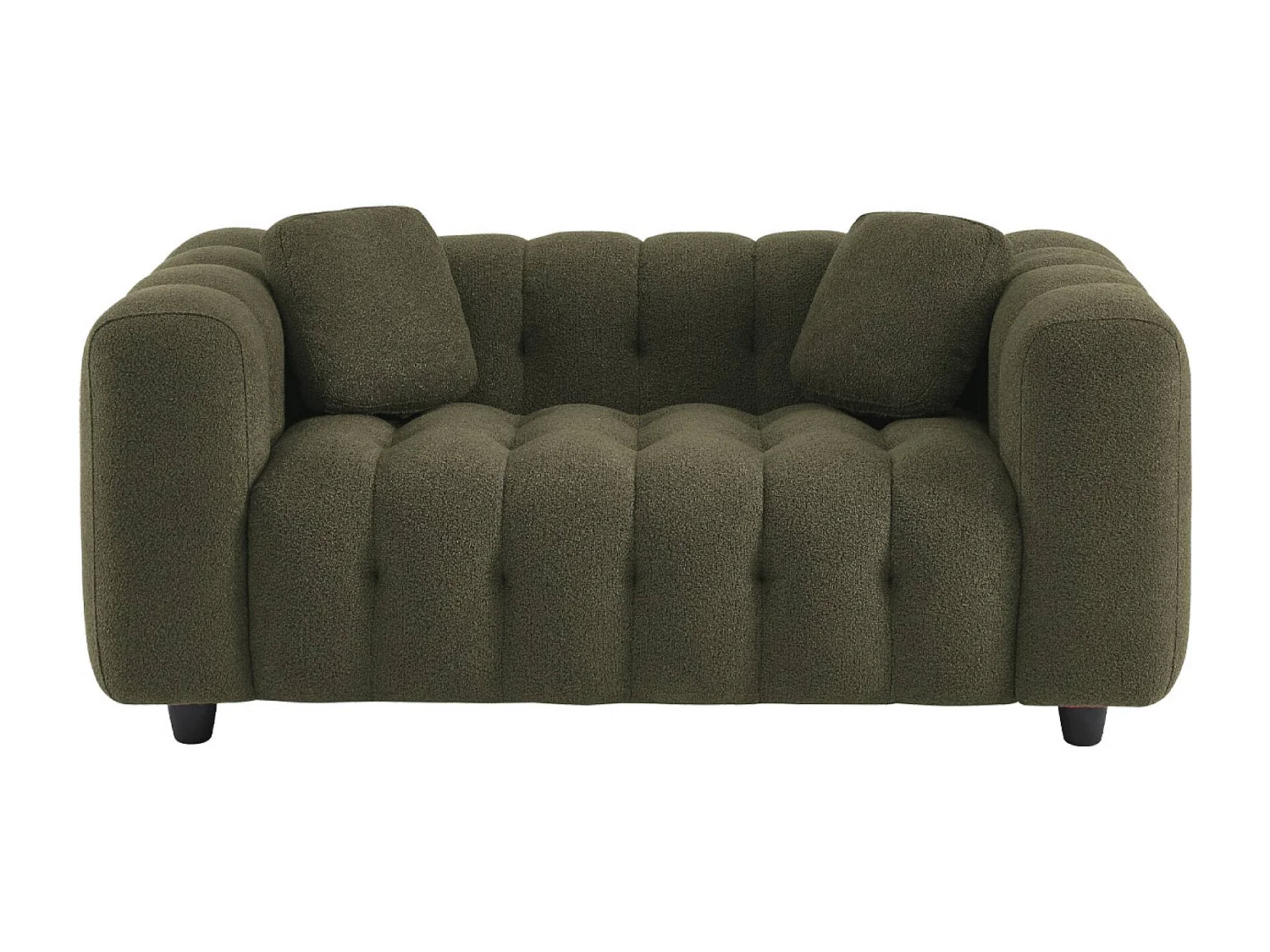 Sofá de 2 plazas, tapizado en borreguito kaki oscuro