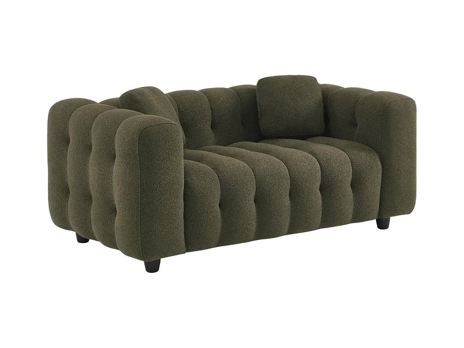 Divano a 2 posti, rivestito in tessuto bouclé testurizzato, kaki