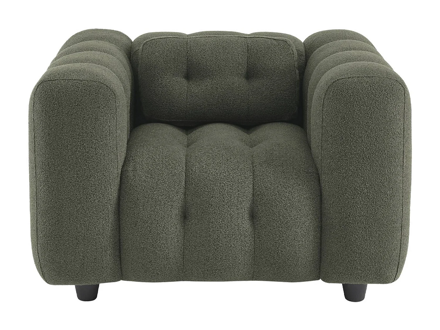 Sillón tapizado en tejido borreguito, 1 plaza kaki oscuro