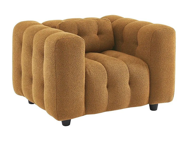 Sillón tapizado en tejido borreguito, 1 plaza mostaza