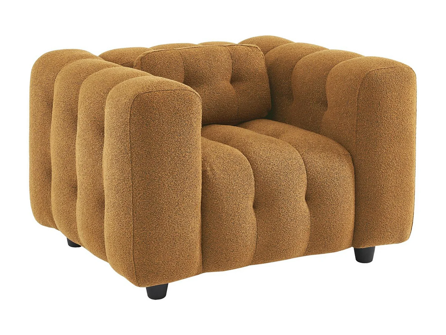 Sillón tapizado en tejido borreguito, 1 plaza mostaza