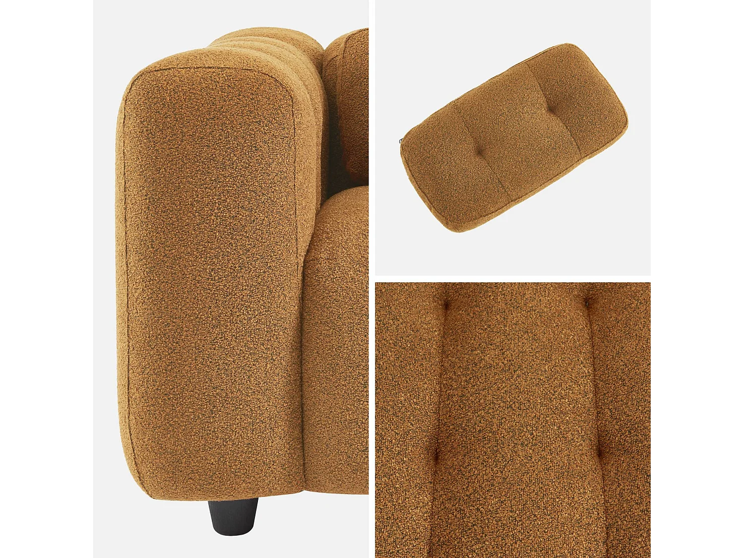 Sillón tapizado en tejido borreguito, 1 plaza mostaza