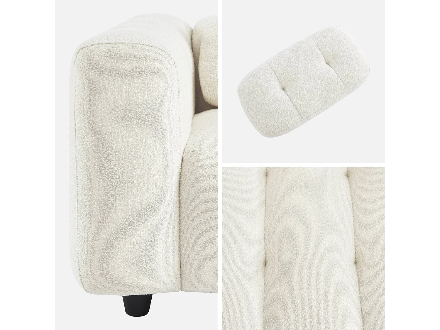 Sillón tapizado en tejido borreguito, 1 plaza crema