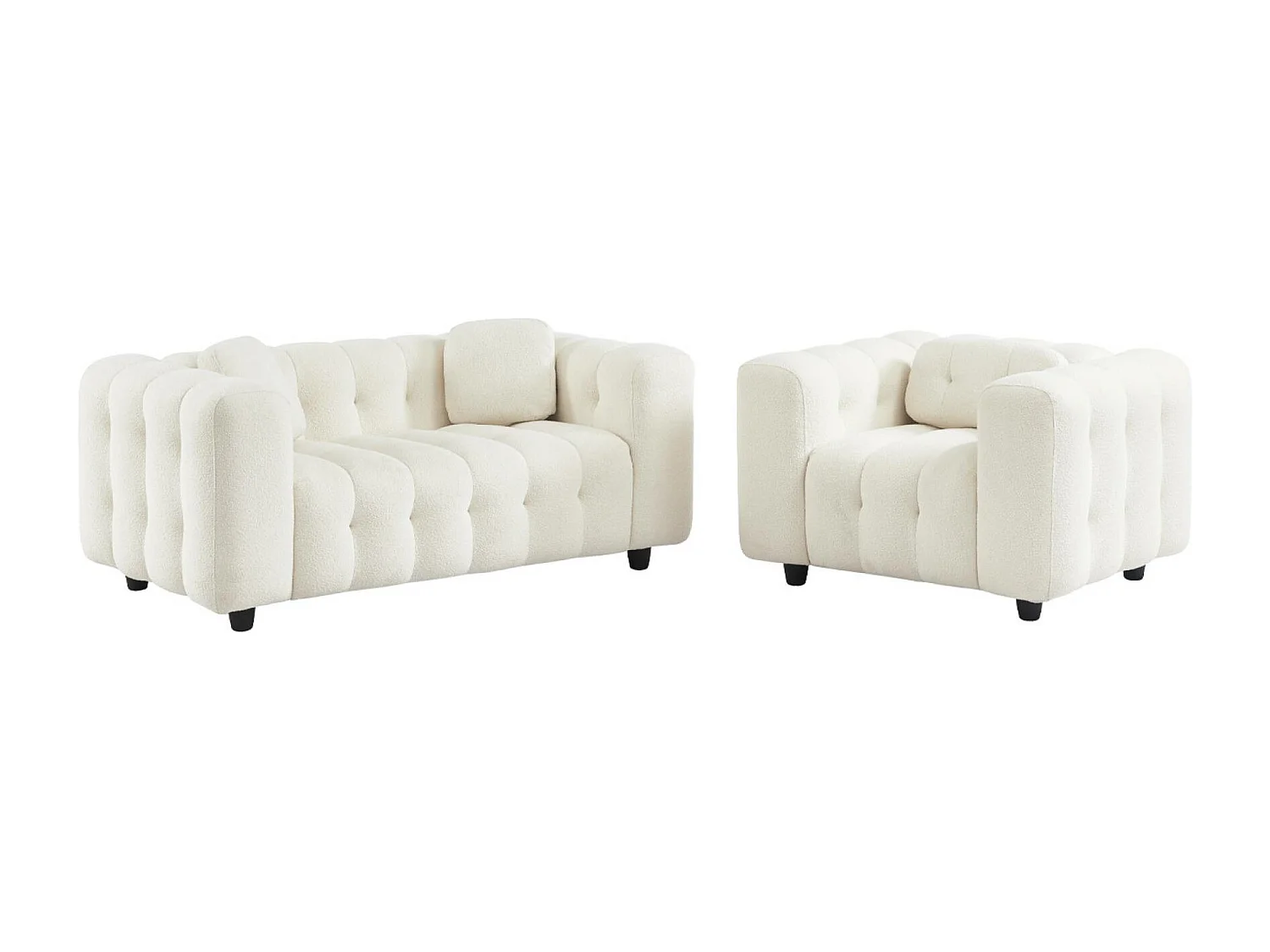 Sillón tapizado en tejido borreguito, 1 plaza crema