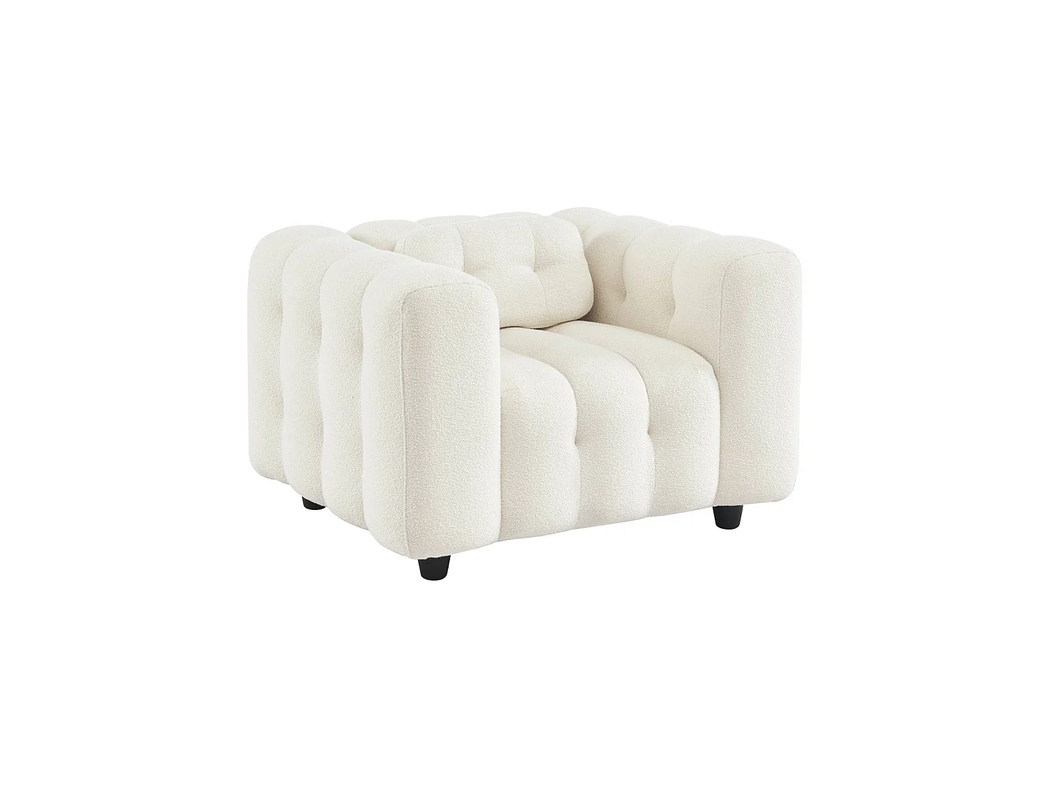 Sillón tapizado en tejido borreguito, Crema