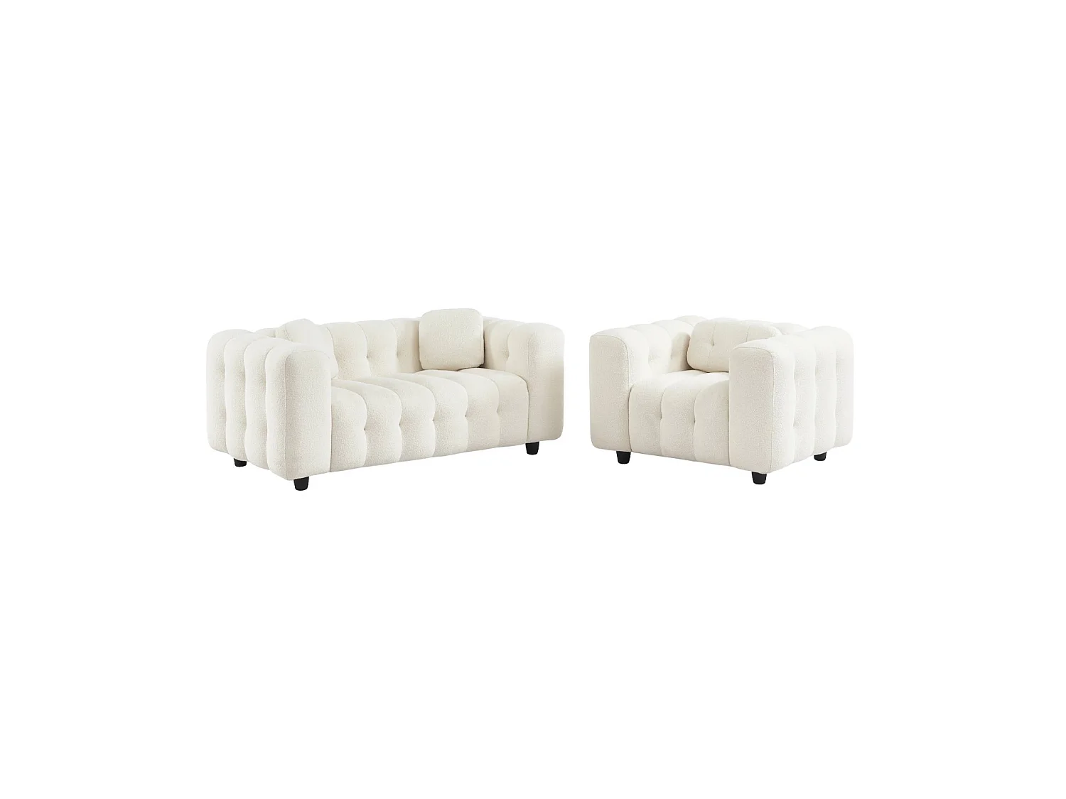 Sillón tapizado en tejido borreguito, Crema
