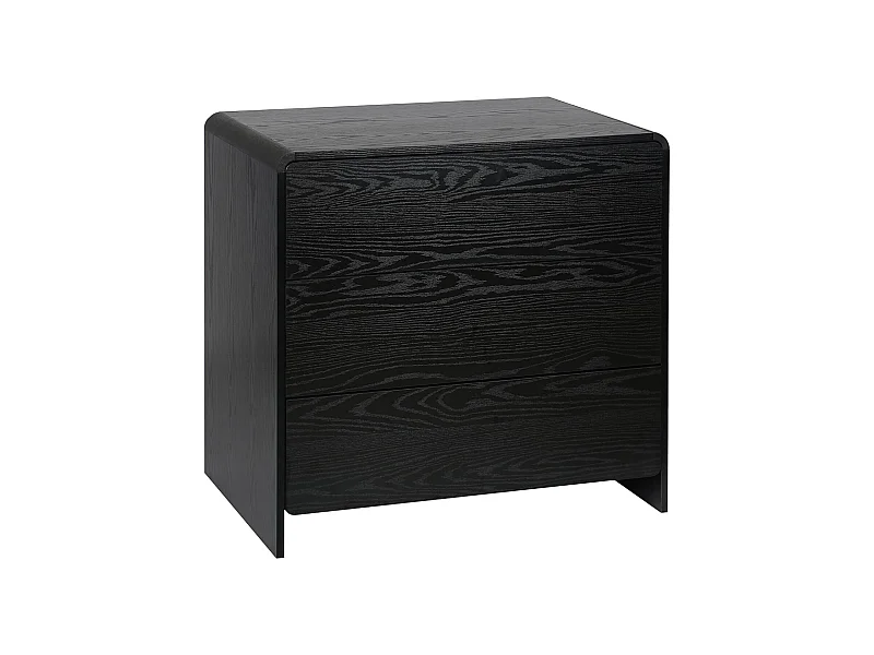 Arcón redondeados efecto madera de 3 cajones negro