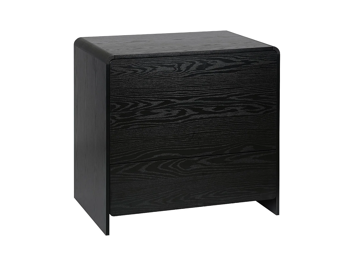 Commode 3 tiroirs effet bois arrondi. noir