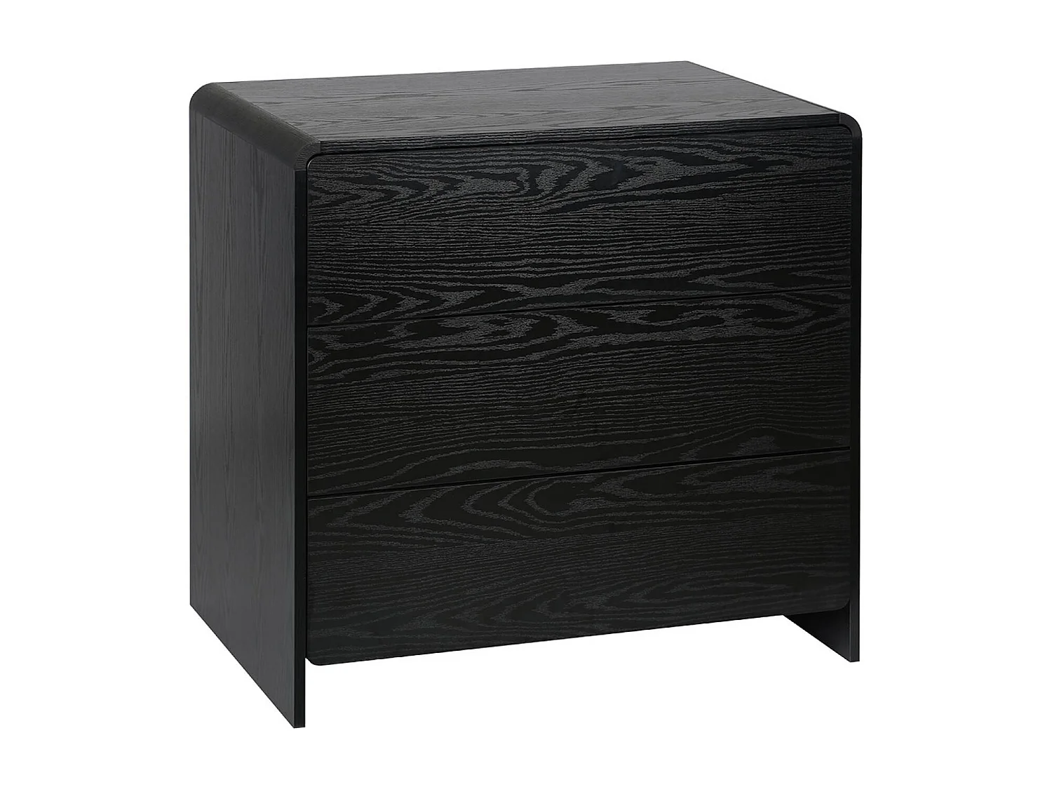 Commode 3 tiroirs effet bois arrondi. noir