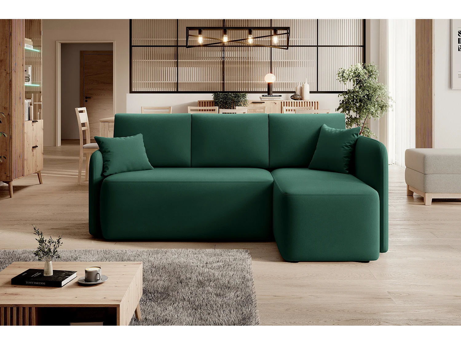 Divano d'angolo Sergy R/Tessuto-Verde