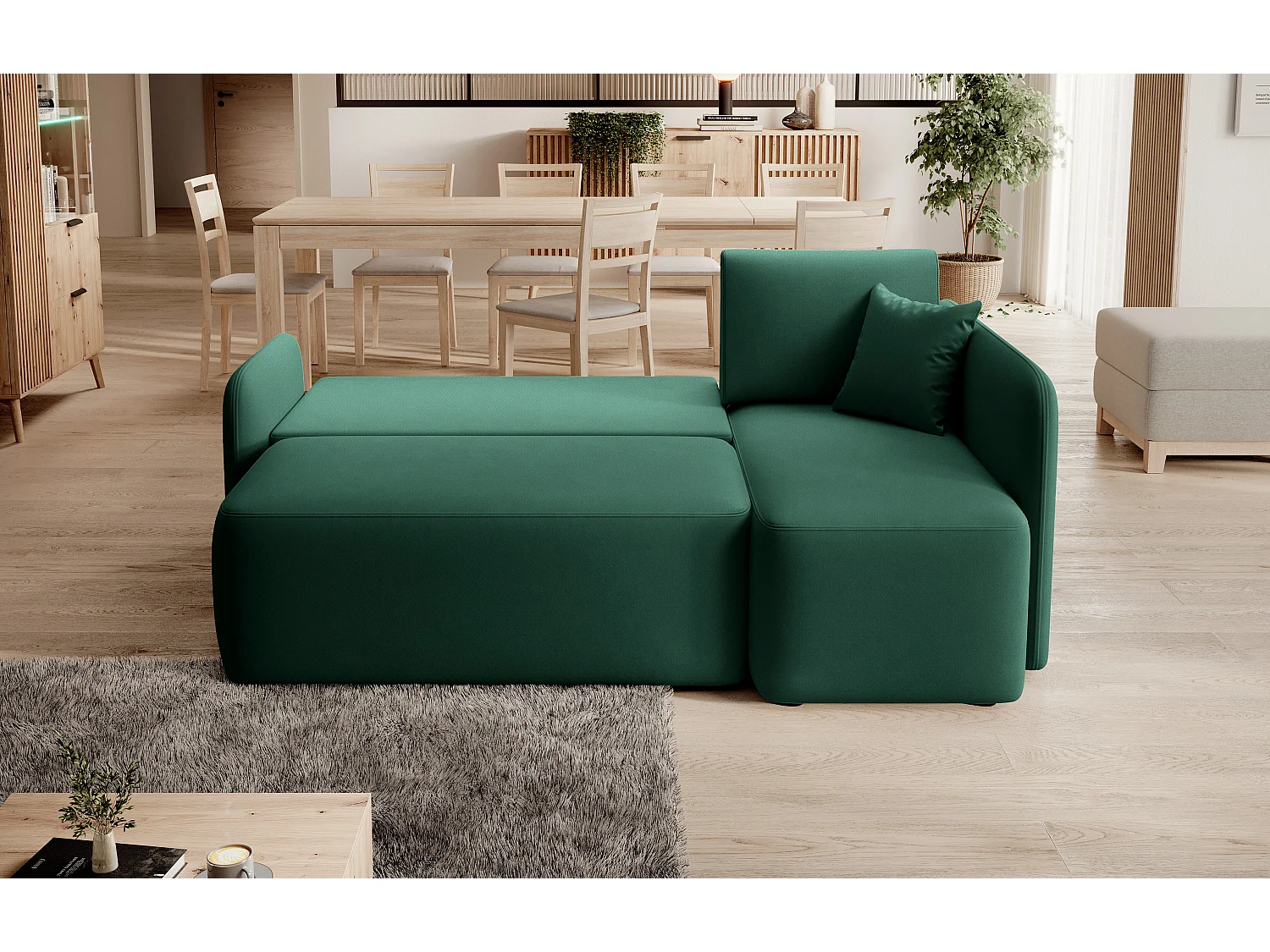 Divano d'angolo Sergy R/Tessuto-Verde