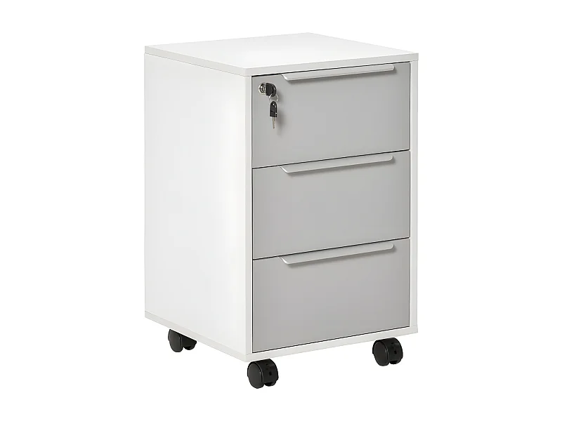 Caisson de bureau 3 tiroirs verouillables MAËL gris & blanc