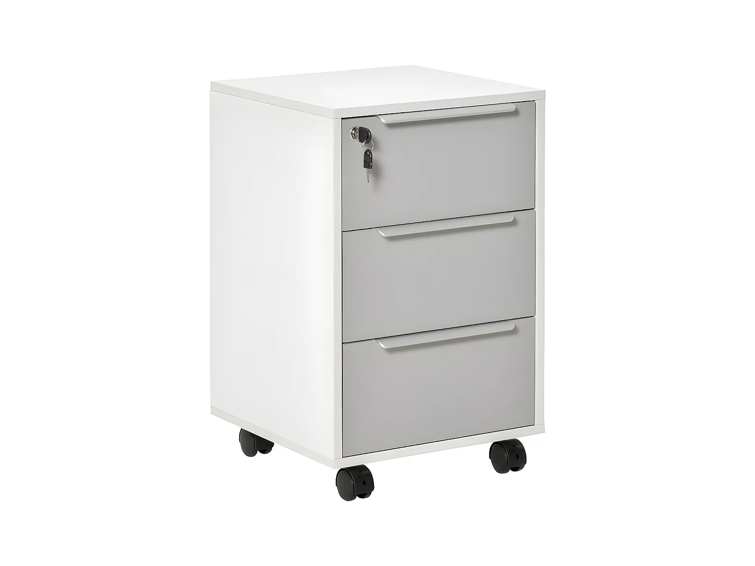 Caisson de bureau 3 tiroirs verouillables MAËL gris & blanc