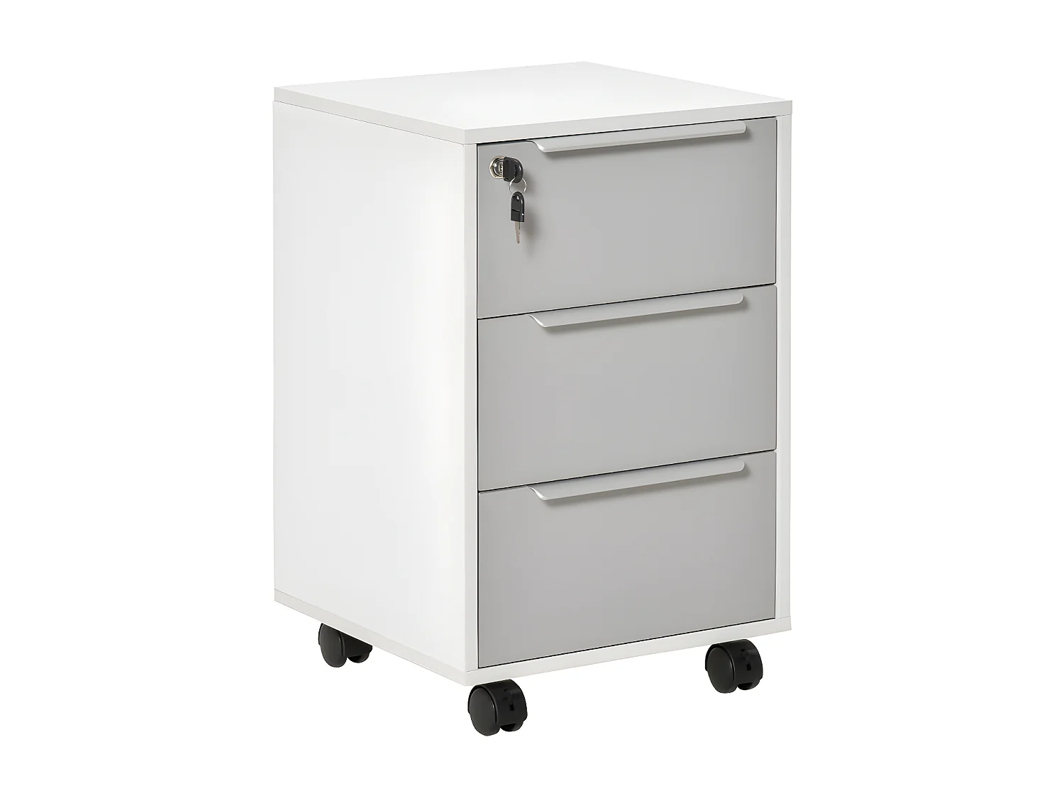 Caisson de bureau 3 tiroirs verouillables MAËL gris & blanc