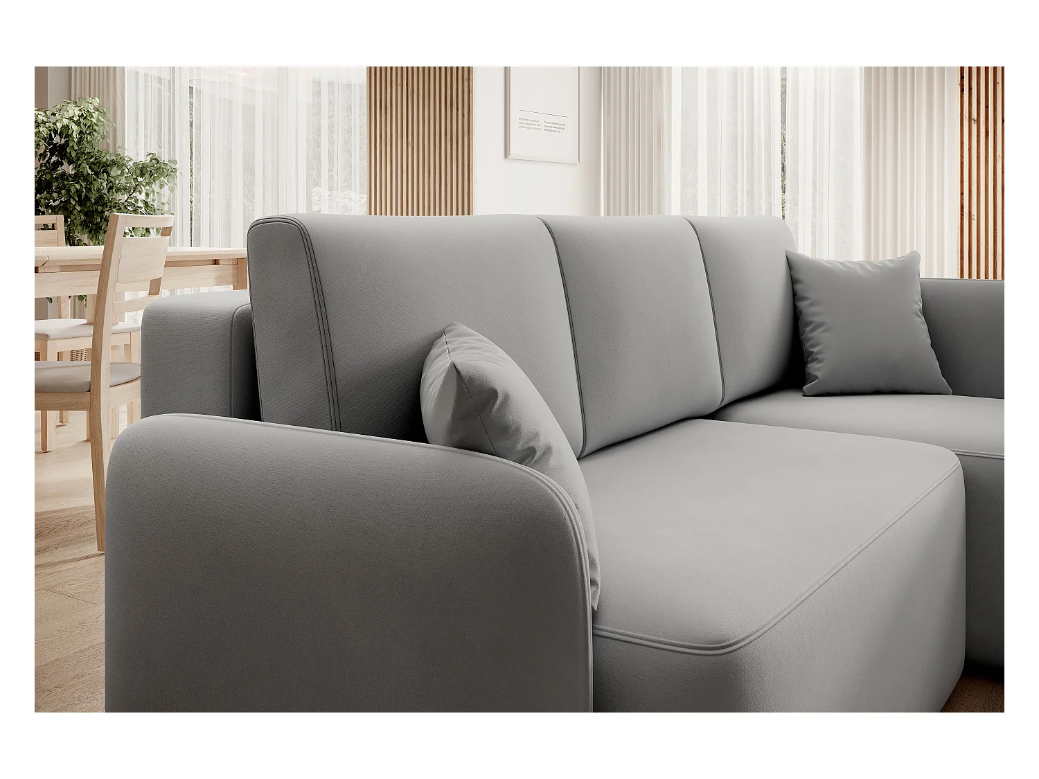 Canapé Corner Sergy L/Tissu-Gris