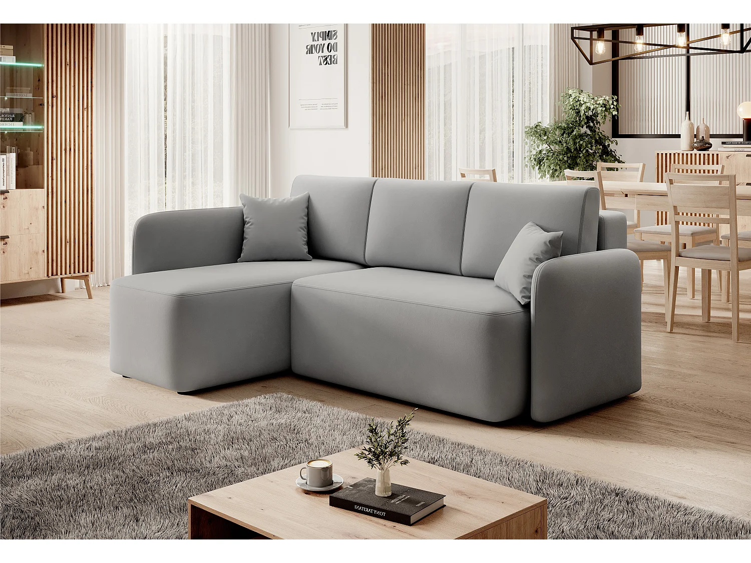 Canapé Corner Sergy L/Tissu-Gris