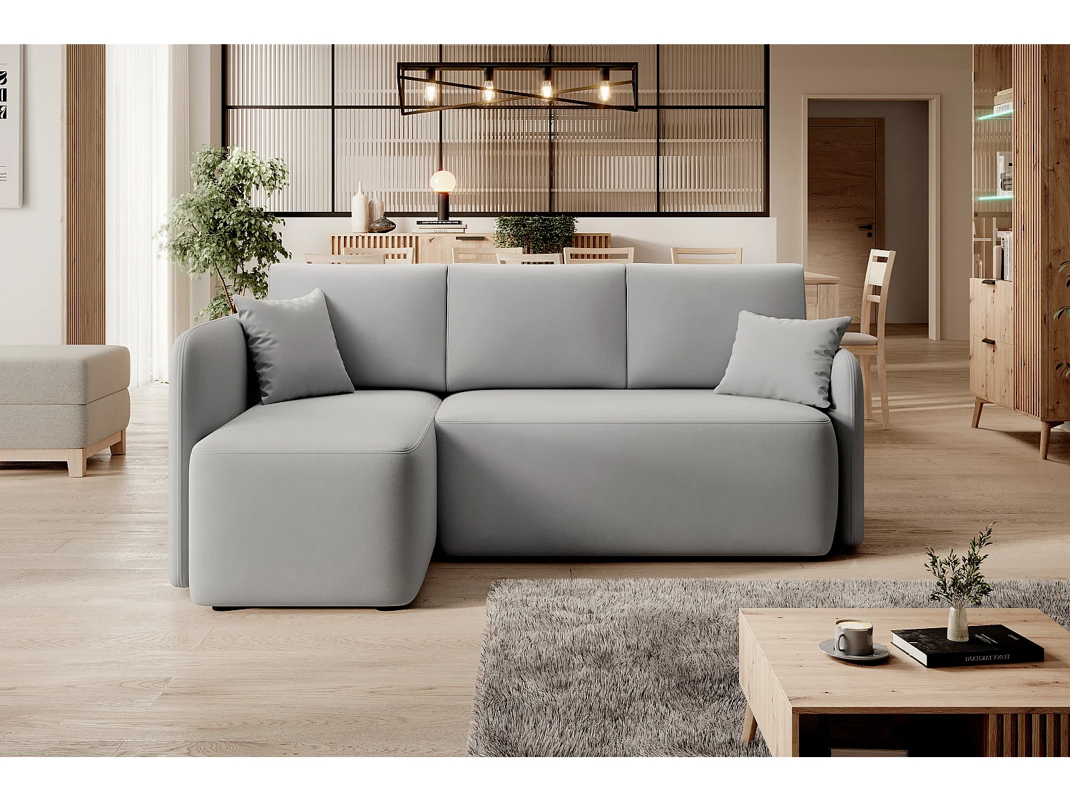 Hoekbank Sergy L/stof-grijs