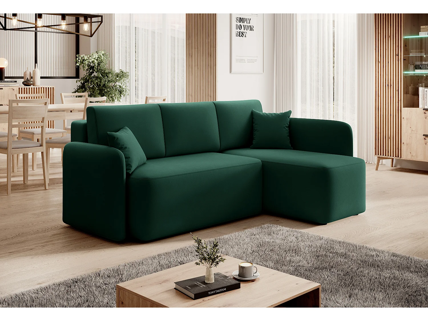 Ecksofa Sergy L/Stoff-Grün