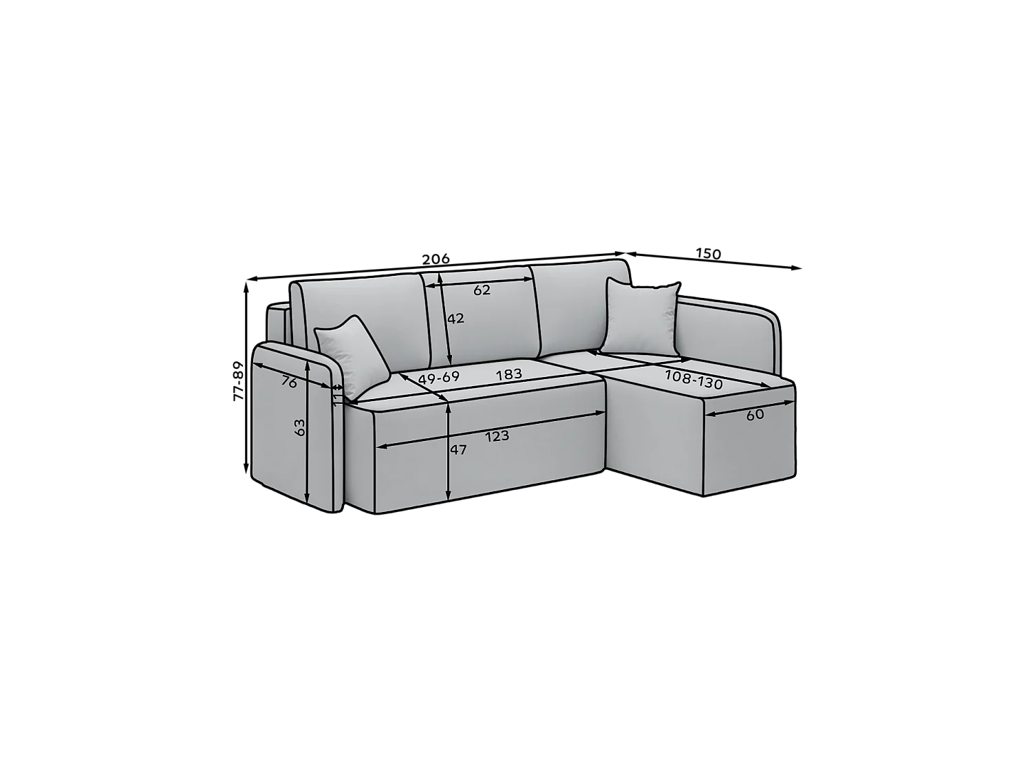 Ecksofa Sergy L/Stoff-Grün