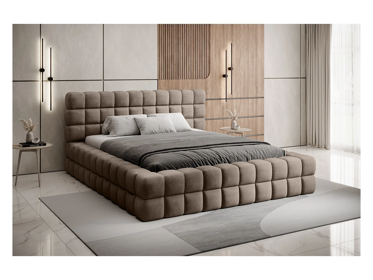 Bett Dario M (160x200)/Stoffbezug/Braun