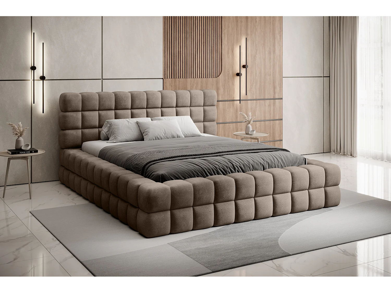 Lit Dario M (160x200)/Tissu/Marron