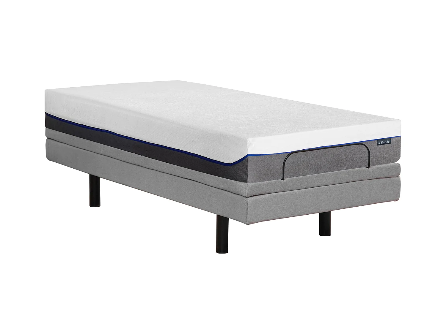 Lit électrique de relaxation déco + matelas mémoire de forme - 80 x 200 cm - Tissu - Gris - MENASINA de YSMÉE