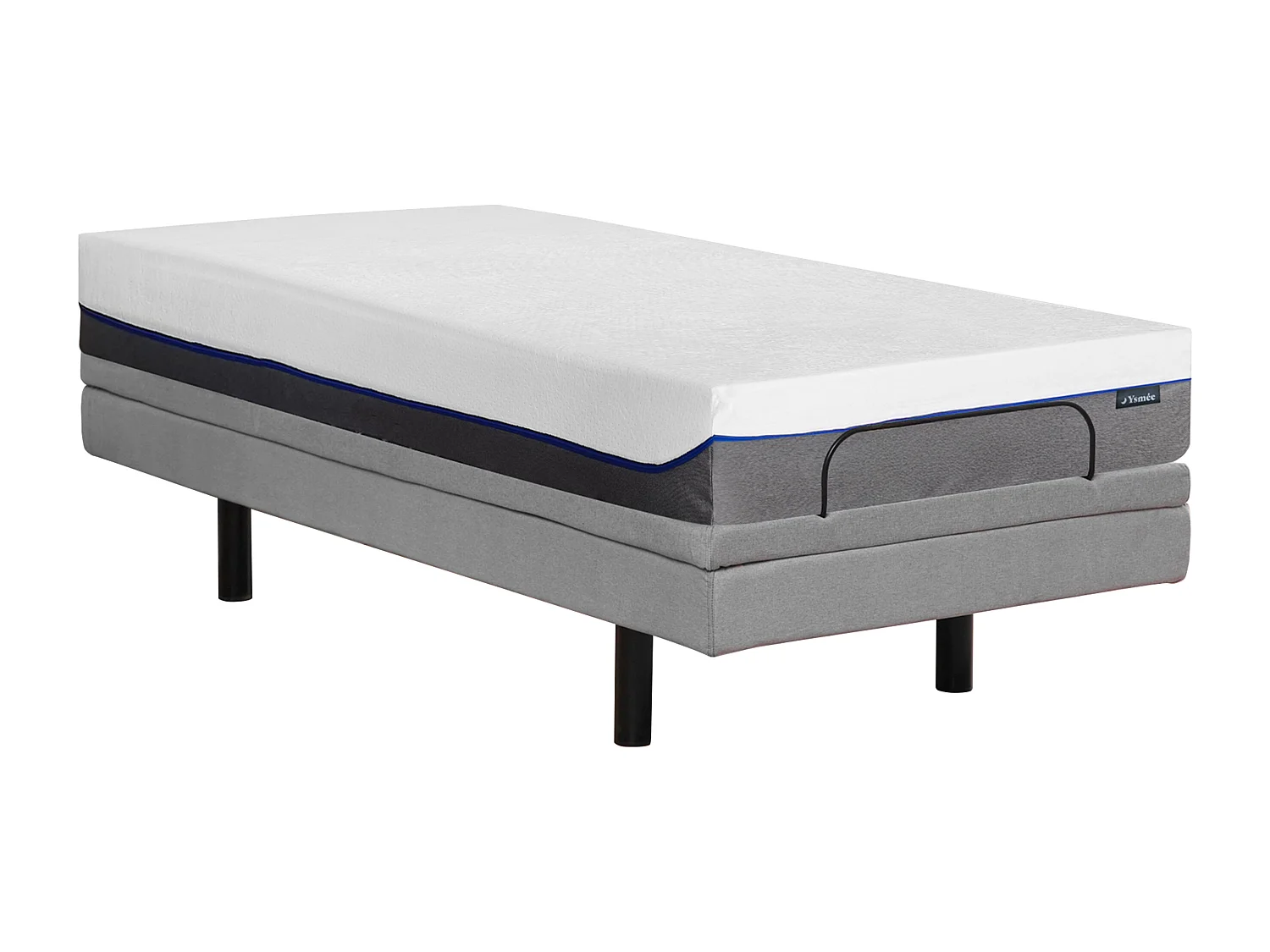 Letto relax elettrica deco + materasso memory foam 80 x 200 cm Tessuto Grigio - MENASINA di YSMÉE